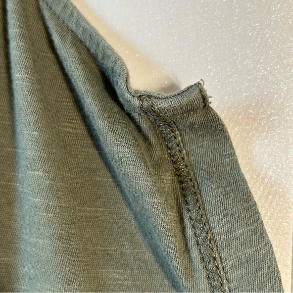 LOFT khaki green button shirt sleeve tee 100% cotton Size M - Picture 2 of 7
